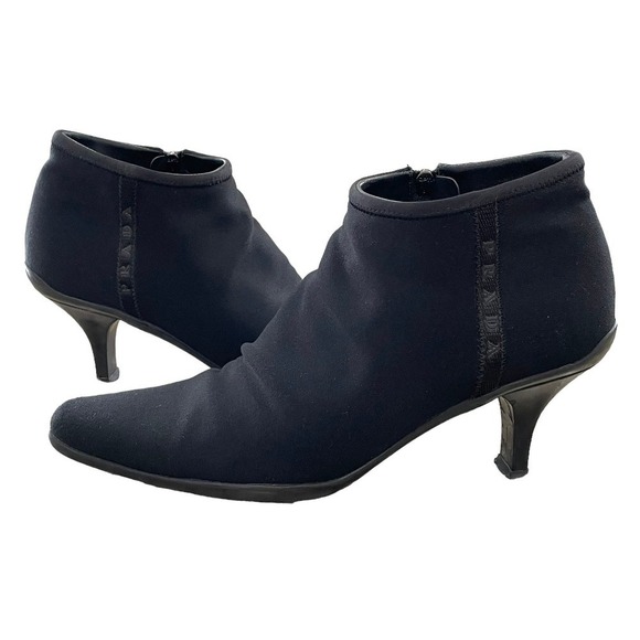 Prada Shoes - Prada Linea Rossa Vintage Y2K Black Stilletto Ankle Side-Zip Boots US 8 Low Heel